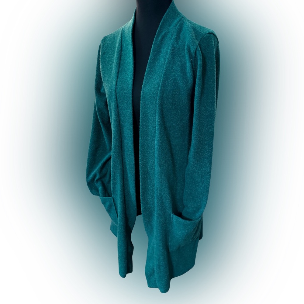 Zenana Premium Long Teal Open-Front Women's Cardigan Sweater for Leggings Sz Sm